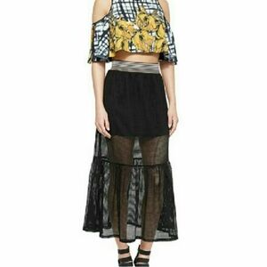 Clover Canyon square mesh ruffle Midi Skirt Cocktail Night Out Black Small